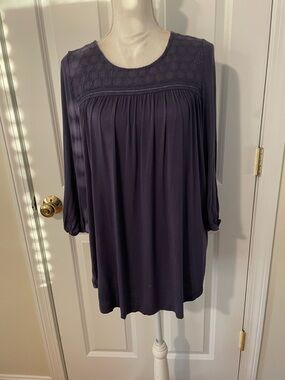 Suzanne Betro blue Pleated Long Sleeve Tunic